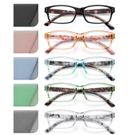 JOLISU Reading Glasses for Women Men - 5 Pack Ladies Fashion Readers Computer Eyeglasses W/Spring Hinge - Blue Light Blocking Reading Glasses Anti Eyestrain 3.5