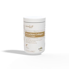 BonaGlow Vanilla Collagen Powder – Hydrolyzed Type I & III Collagen with Probiotics & Enzymes – Skin, Hair, Nails & Joint Support – Non-GMO – 24 Servings