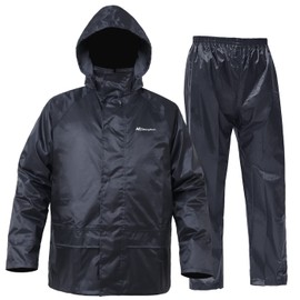 Rain Suits for Men Women Waterproof Work Lightweight Rainwear Rain Coat Rain Gear (Black, 3X-Large)