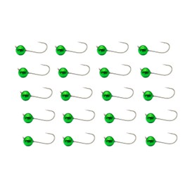 ALICHINO Tungsten Fly Tying Jig Heads for Fly Fishing Small Round Ball Crappie Jig Heads Tungsten Nano Jigs Kit Tungsten Beads with Hook (Metallic Green 20 pcs, 3mm,1/120oz #14)
