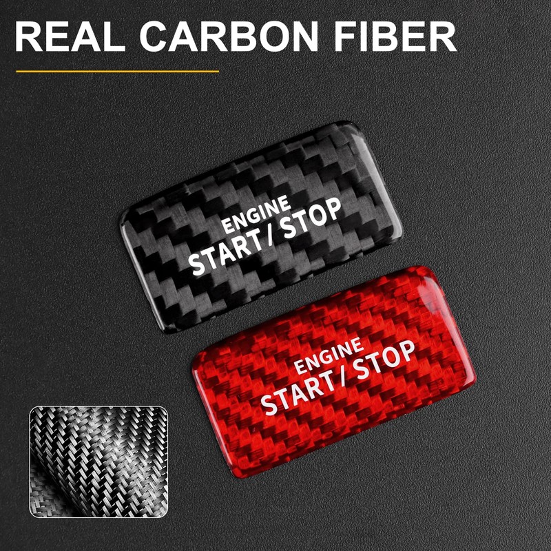 KUNGKIC Carbon Fibre Car Engine Start Stop Switch Ignition Switch
