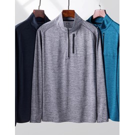 Liberty Imports 3-Pack Men’s Quarter-Zip Pullover – Lightweight Long Sleeve Athletic Jackets, Performance Workout Golf Running Shirts (Set 6, 3X-Large)