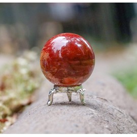 ZAICUS Bola de jaspe rojo de 55 mm con soporte de metal, bola de piedras preciosas para brujería y bolas decorativas, escultura, decoración del hogar, colección de regalo, fotografía, decoración de esfera de vidrio