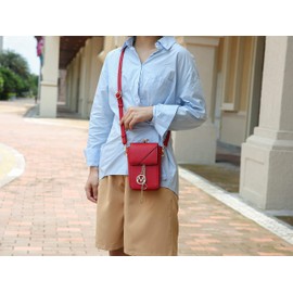 MKF Collection Crossbody Cellphone Purse for Women – PU Leather Wallet Handbag, Wristlet Strap Clutch Bag Card Slots Pink