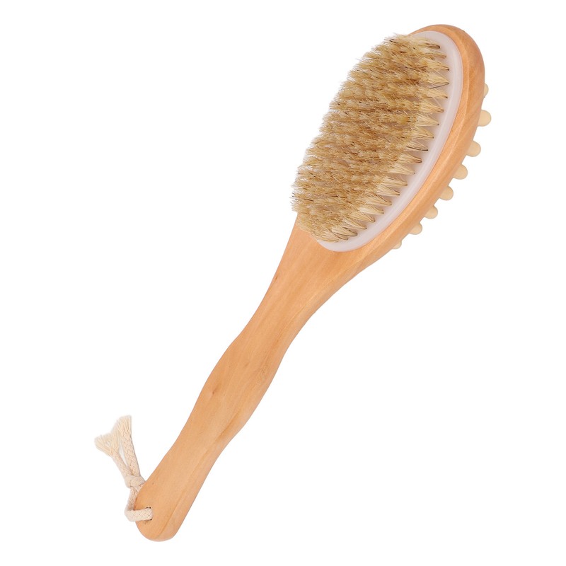 Wood Bath Brush Long Handle Soft Bristle Deep Cleansing Relieve