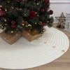 48-Inch Rib Knit Christmas Tree Skirt with Oak Buttons, Cream