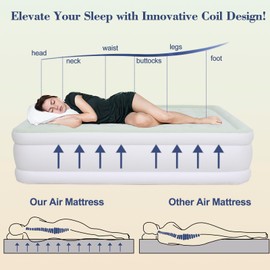 RAPTAVIS Queen Size Air Mattress Inflatable Bed with Built in Pump, 18in Blow Up Mattress for Bedroom, Green