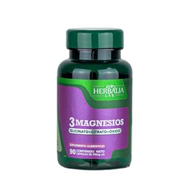 Magnesio Complex 3 en 1 – Glicinato, Citrato y Óxido – Fórmula Avanzada para Uso Diario – 90 Cápsulas | Herbalia Lab