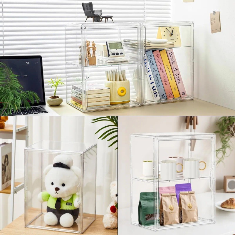 Vitrina Acrílica De 2 Niveles Para Figuras Y Colecciones