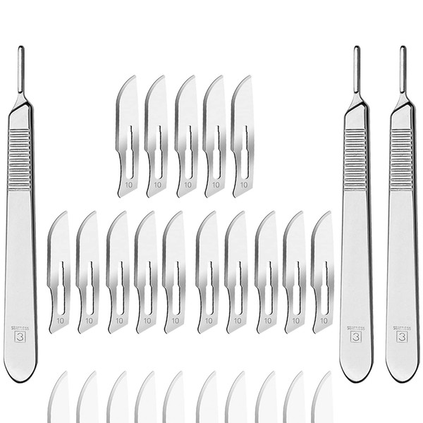 AAProTools Dermaplaning Pack of 45 Disposable Size.#10 Scalpel Blades Sterile with 3 x Stainless Steel Scalpel Handle Size. #3