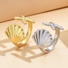 QRH Shell Starfish Ring Summer Beach Rings for Women Ocean