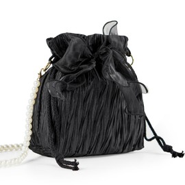 TREXPURE Drawstring Bag, Shoulder Bag, Women's, Yukata Bag, Crossbody Hanging, Smaller, Drawstring Pearl, Ribbon, Lightweight, Mini, Compact, Adults, Kids, Cute, High Visibility, Casual, Cute,