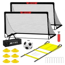 Kids Soccer Goals for Backyard Set of 2, 6x4 ft Soccer Nets for Backyard, Portable Pop Up Soccer Goal Training Equipment with Soccer Ball, Cones, Bag Sports for Kids Youth Toddler Games