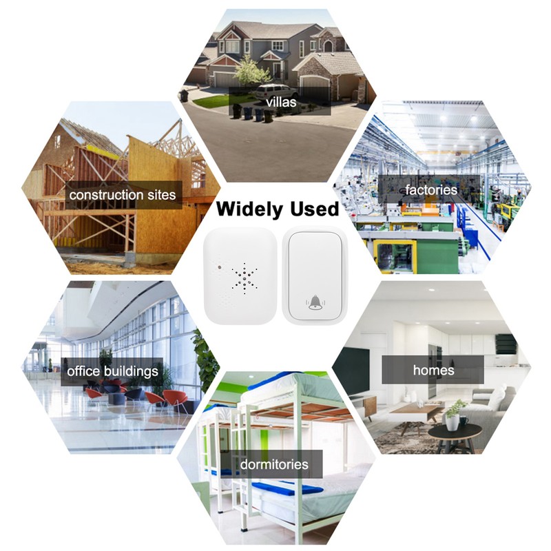Battery Free Wireless Doorbell Remote Control 150m Range 38 Melodies