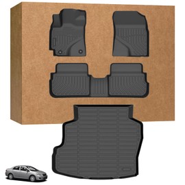 Floor Mats for Toyota Corolla 2009 2010 2011 2012 2013, Custom Fit Corolla Standard,LE,S XLE,XRS,L,LE/S Special Edition Mats, TPE Non-Slip Waterproof 2 Row & Cargo Liner Floor Liners Set