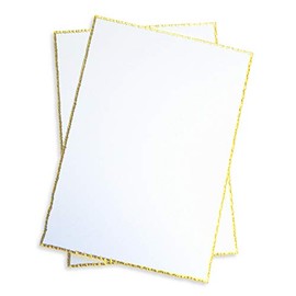 Radiant White Gold Edge Deckle Card - A7 LCI Smooth 100C, 25 Pack