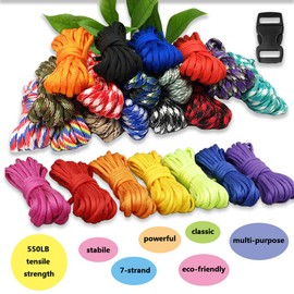 56Pcs 28 Color 10 Ft Paracord Cord 550 Bracelets Kit Vankcp Crafting Multifunction Ropes with Buckles for Lanyards Keychain Survival Rope DIY Manual Braiding Supplies