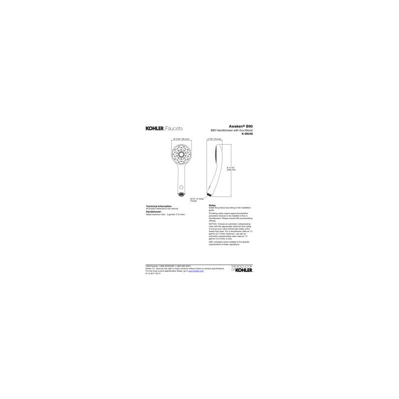 KOHLER 99248-CP Handshower with Eco-Boost Technology, Polished Chrome
