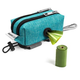 Dog Poop Bag Dispenser and Treat Holder for All Leashes. 2 Waterproof Pouches for Pet Waste Bags and Dog Walking Accessories + 1 Free Roll. Leashrr 2.0 (Teal)