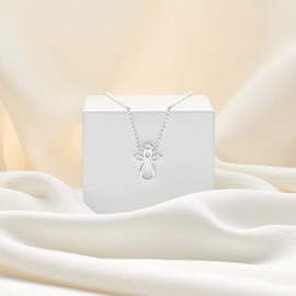 925 Sterling Silver Guardian Angel Necklace for Girls. Ideal for Baptism, First Communion Gifts, Quinceañera, Flower Girl and Bridesmaid Gifts - Adjustable Jewelry by Molly B London