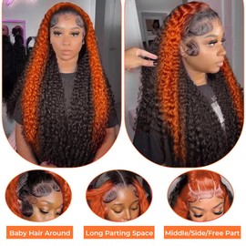 250 Density Deep Wave Lace Front Wigs Human Hair 13x6 Hd Lace Front Wigs Human Hair Pre Plucked Ginger Orange Curly Human Hair Wig for Women Deep Curly Lace Front Wigs Brazilian Vingin Hair 26Inch