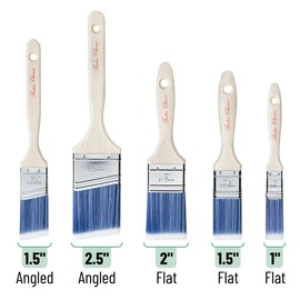 Bates- Paint Brushes, 5 Pack, Flat and Angle Brushes in Assorted Sizes, Treated Wood Handle, Paint Brushes for Walls,Wall Paint Brushes, Furniture Paint Brushes for Painting Walls, Painting Brush