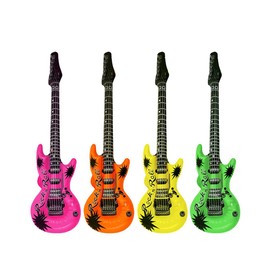 Henbrandt the Harlequin Brand Inflatable Guitar Air Guitar Set of 6 Neon Colourful Approx. 106 cm Rock Party Decoration