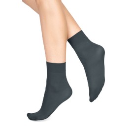 LORES Women’s Microfiber Opaque Tight Socks Crew Length 60 Denier Anti-pressure Band Ankle High Hosiery, Cenere