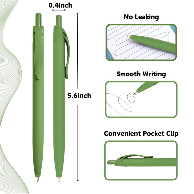Wiaziert BallPoint Pens, 100 Pack (BLACK Ink),Bulk Pens, Green Barrel,Click