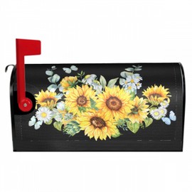Generic Mailbox Covers Sunflower Decorative Magnetic Standard Size 21x18 Inch Summer Floral Mailbox Wraps Cute Floral Post Letter Box Cover Garden Yard Home Decor for Outside