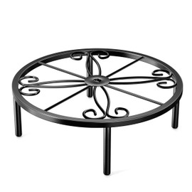 11.4 IN Plant Stand 1 PIC Metal Flower Pot Holders Indoor Tall 3.5'' Plant Rack Plant Riser Plant Shelf Accessories For Living Room Balcony Round Black