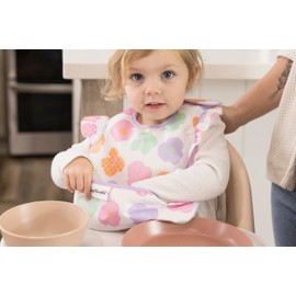 Tiny Twinkle Mess-Proof Baby Bib - Waterproof Bib for Baby Girl - Machine Washable - Adjustable Closure - PVC, BPA, & Phthalate Free - Great for Travel - Baby Food Bibs (3 Pack, Floral Pop)