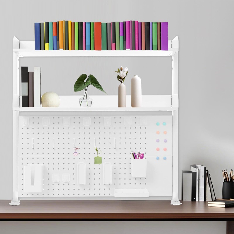 MARTEXBUY Clamp On Desk Organizer Shelf, Pegboard Multipurpose Countertop Desk