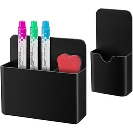 Magnetic Pen Holder for Refrigerator,2Pack Magnetic Dry Erase Marker Holder,Magnetic Pencil Holder for Refrigerator,Whiteboard,Locker Accessories（Black）