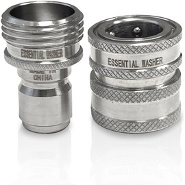 Essential Washer ¾” Stainless Steel Garden Hose Quick Connect Fittings | Plug & Coupler Set of 1