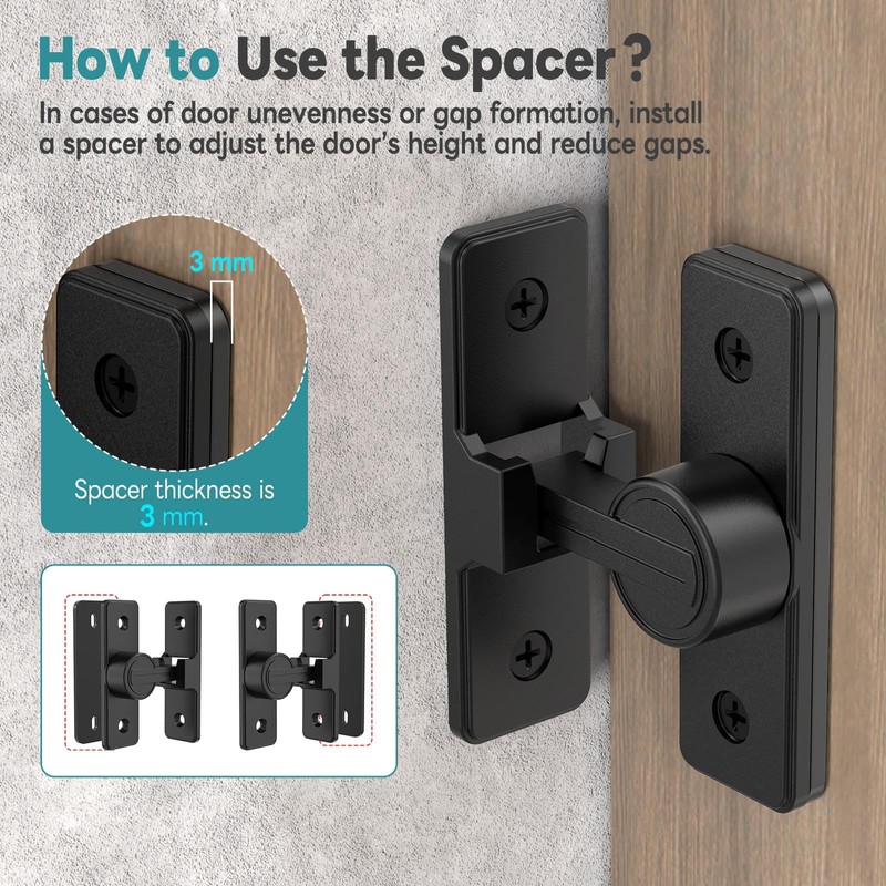 Heavy Duty 90 Degree Barn Door Lock, Zinc Alloy Security
