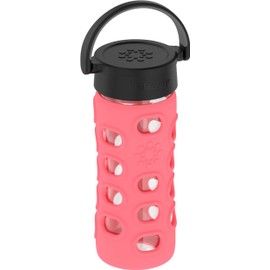 Lifefactory 12-Ounce BPA-Free Glass Water Bottle with Classic Cap and Protective Silicone Sleeve, Coral