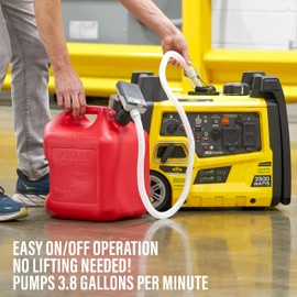 Ultra Fast Gas Can Fuel Transfer Pump, USB or Battery Powered, With Auto-Stop Nozzle, Long 51” Hose, 3.8 GPM Flow Rate, 3 Can Adapters for Gasoline, Kerosene, Diesel & Non-Potable Water w/Storage Bag