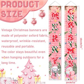 Pink Christmas Decorations Pink Christmas Door Decorations Merry Christmas Banner Pink Buffalo Plaid Christmas Hanging Banner for Xmas Holiday Party Decor Indoor Outdoor