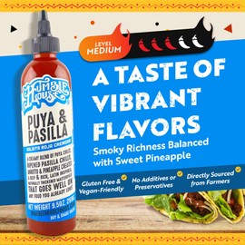 Humble House - Puya & Pasilla Chiles Hot Sauce, Low in Calories and Sodium, Vegan Condiments for Chicken Wings, Pambazos, Esquites, Egg Dishes & More, Preservative-Free Enchilada Sauce, 9.5 oz