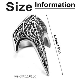RDNKVB Viking Ring, Norse Viking Eagle Beak Rune Amulet Ring for Men, Women, Boys