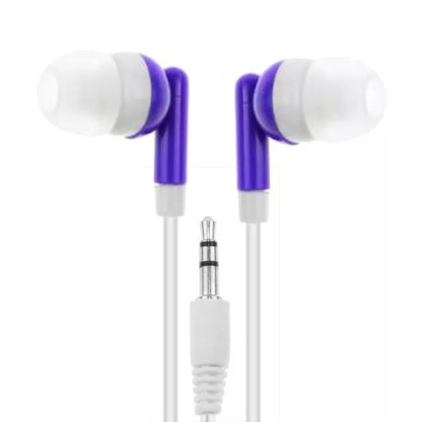 LowCostEarbuds.com Bulk Lot of 25 PURPLE 3.5mm Headphones / Earbuds