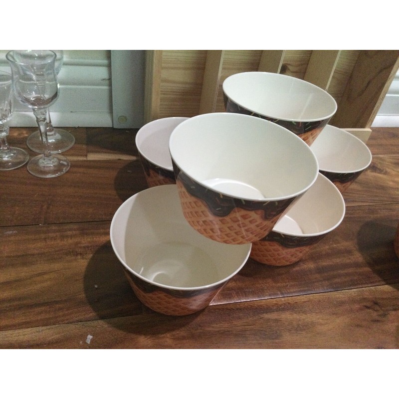 HUTZLER IcE CREAM BOWLS~ LOT(s) OF TWO LARGE MELAMINE DISHWASHER