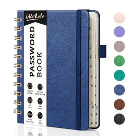 WEMATE Password Book with Alphabetical Tabs, Spiral Password Keeper Book for Seniors, Internet Password Notebook Password Journal Logbook Log in Detail, Small – 4.7''x 6'' (Navy Blue)