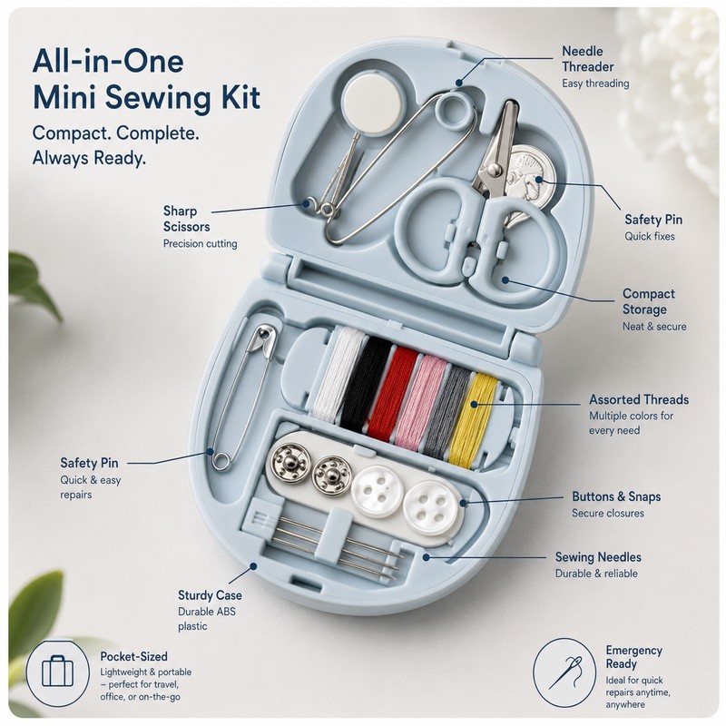 Mini Travel Sewing Kit for Quick Repairs – 2-Pack Portable