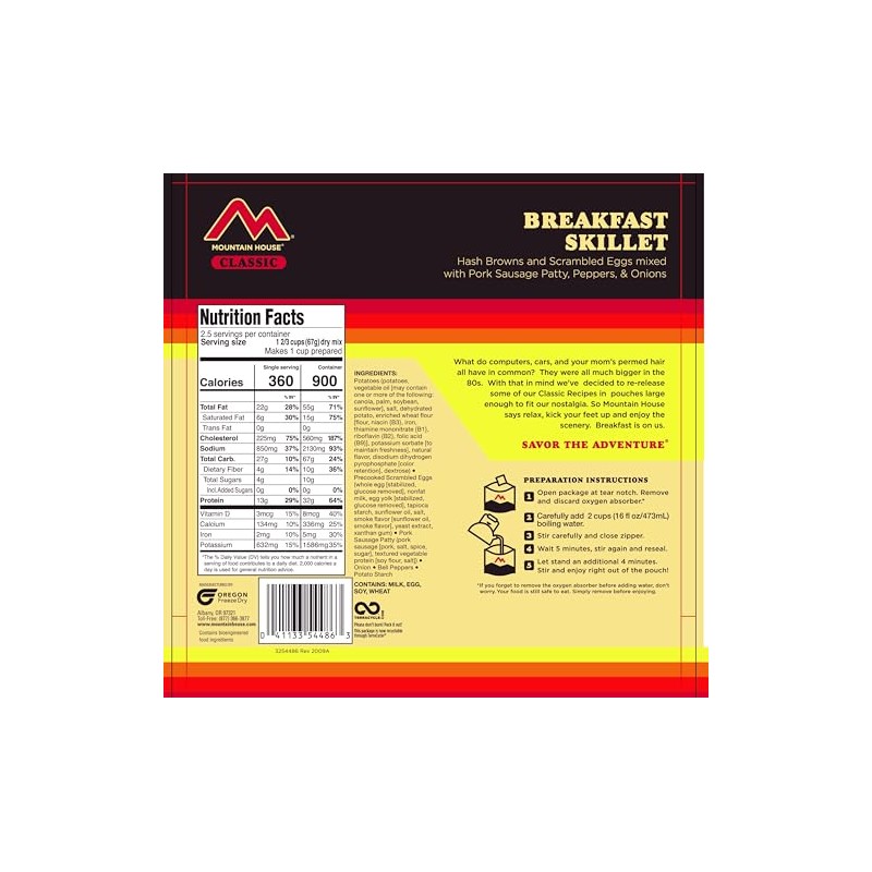 Mountain House Classic Breakfast Skillet | Freeze Dried Backpacking &