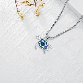 LOOVE Sterling Silver Turtle Necklace for Women Abalone Shell Ocean Animal Necklace Sea Turtle Gifts for Women