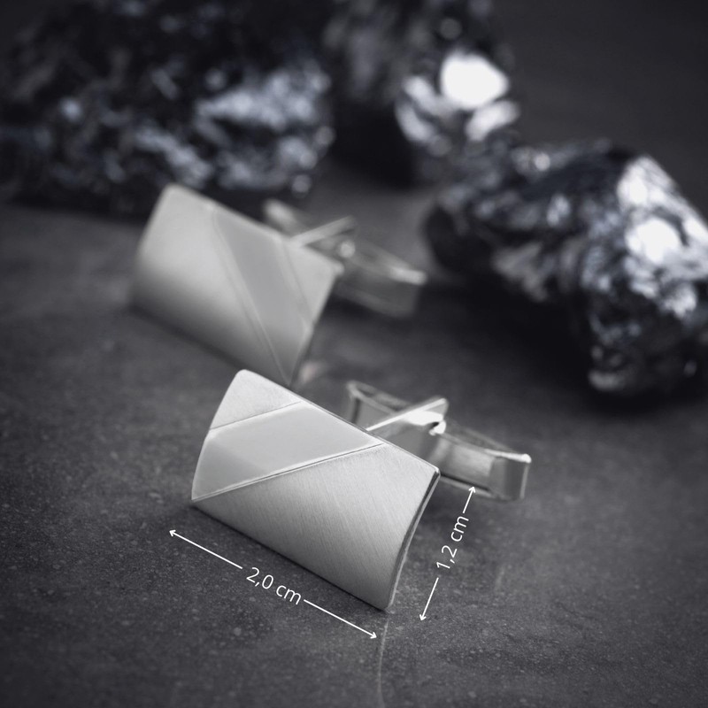 Men's Cufflinks Made of Genuine 925 Silver with Modern Surface