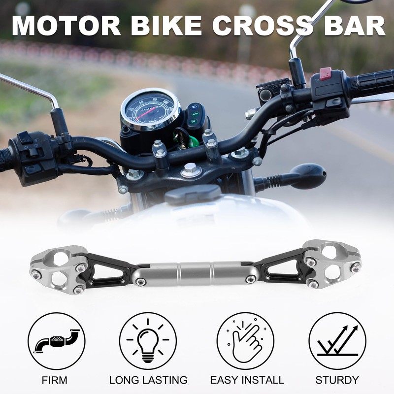 TUCKBOLD Motorcycle Crossbar Portable Handlebar Motorcycle Handlebar Silver Tone with