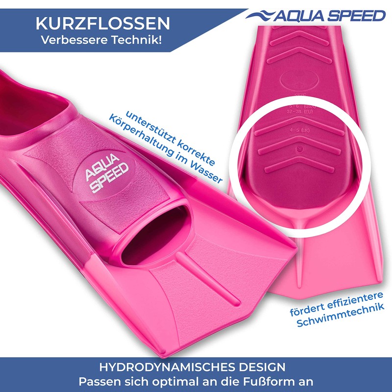 Aqua Speed Short Flippers For Adults And Children, High Tech